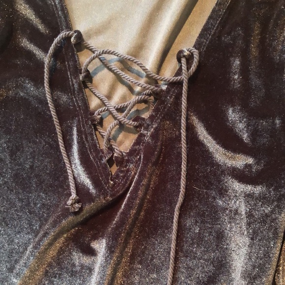 Hollister Black Lace Up Crushed Velvet Bodysuit - Picture 4 of 7
